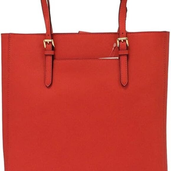 Michael Kors Jet Set Travel Tote Bag Mandarin Orange Leather EUC - Picture 7 of 11